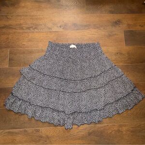 Cheetah Print Tiered Ruffle Mini Skirt - Black and White